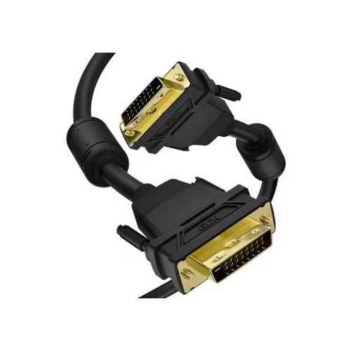 GCR Кабель PROF 5.0m DVI-D, черный, GOLD, ферритовые кольца, OD 8.5mm, 28 AWG, DVI/DVI, 25M/25M, двойной экран (GCR-54235)