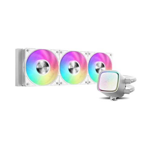 Водяное охлаждение для процессора/ Water Cooling System SAMA L50 240WH (290W, 240mm, White, ARGB/ Fans: 2x120mm, 72.3CFM, 28dBA, 2200RPM/ Pump height 66mm, 3000RPM, Rad thickness 27mm/ S: 1851, 1700, (L50-WHWAYX02-G)