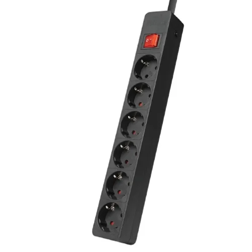 Filum Сетевой фильтр FL-SP6-3.0M-16, 4000 Вт., 6 розеток, защитные шторки, шнур 3.0 м., черный {00-01099765}