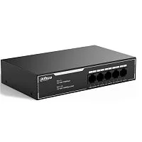 *Коммутатор Dahua DH-SG1005LP, 5-портовый гигабитный неуправляемый коммутатор c PoE, 4xRJ45 1Gb PoE, 1xRJ45 1Gb uplink, суммарно 36Вт, коммутация 10 Гбит/ с, MAC-таблица 2K, металл
