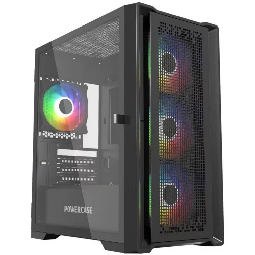 Powercase ByteFlow Micro Black, Tempered Glass, 4х 120mm ARGB fans, ARGB HUB, чёрный, mATX (CAMBFB-A4)