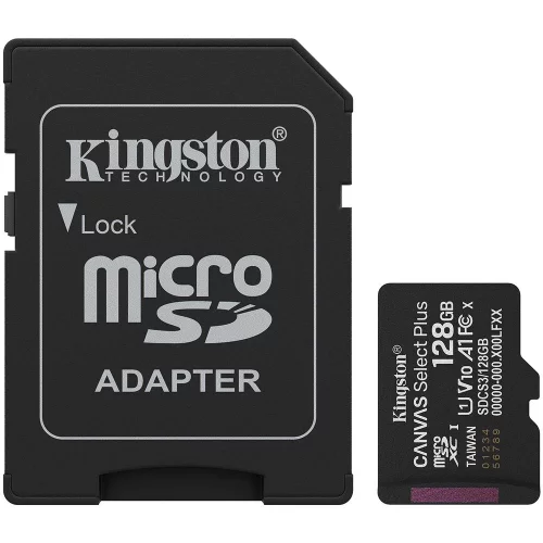 Флеш карта microSDXC 128GB Kingston SDCS3/128GB Canvas Select Plus V10 A1 + adapter