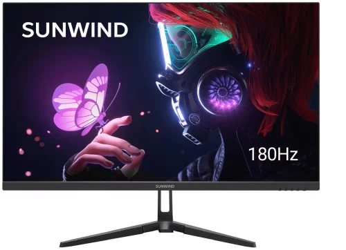 Монитор SunWind 24.5 SM-25FI401 черный IPS LED 3ms 16:9 HDMI матовая 250cd 178гр/ 178гр 1920x1080 180Hz G-Sync FreeSync DP FHD 3.3кг (SM25SG01)