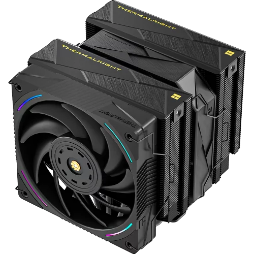Кулер для процессора/ CPU Cooler Thermalright Royal Pretor 130 Ultra Black (4-pin PWM, 158mm, Ni/ Cu, 7x6mm, 1x120mm ARGB +1x130mm, 69CFM/ 81.88CFM, 27dBA/ 28.3dBA, 2150RPM/ 1750RPM, S: 1200, 1700, 1851, (RP130-U-BL)