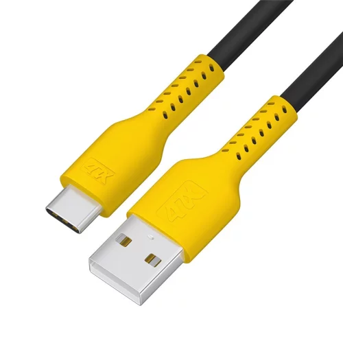 Кабель 1.0m TypeC, QC, черный, желтый ПВХ (4PH-R90127)