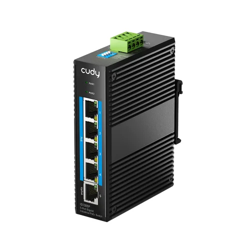 Коммутатор CUDY 5-Port Gigabit Industrial PoE Switch 5-Port Aluminum Industrial, 1000Mbps 5-Port RJ45, 802.3at/ af, Din-rail design, Power supply: DC12~52V work temperature:-40 °C-80°C, Power Adapter Not Included (IG1005P)