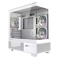 Powercase Корпус Vision Micro S4W, Tempered Glass, Type-C, 3x 120mm ARGB PWM Fan, ARGB+PWM HUB, белый, mATX (CVMMSHW-A3)