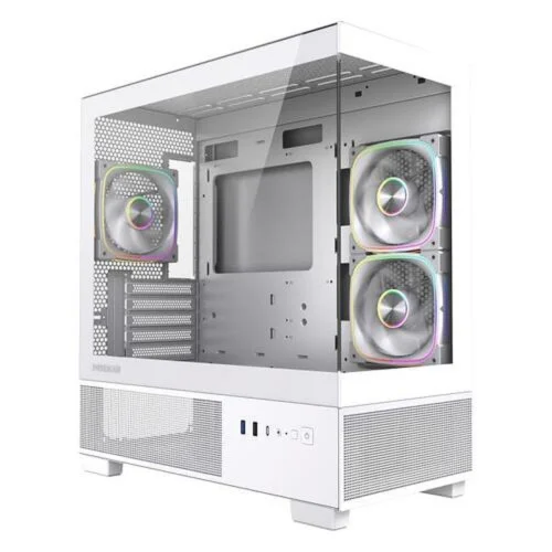 Powercase Корпус Vision Micro S4W, Tempered Glass, Type-C, 3x 120mm ARGB PWM Fan, ARGB+PWM HUB, белый, mATX (CVMMSHW-A3)
