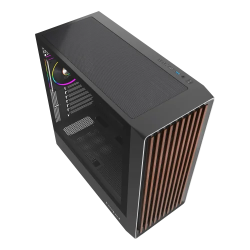 Корпус без блока питания/ Case HSPD F760, Mid Tower, Black, TG, 0.5 SPCC, 4x120mm ARGB E-ATX, ATX, mATX, mITX 165/ 420/ 200mm 2x2.5, 1x3.5, 7xPCI 1xUSB-A 3.0, 1xUSB-C 470x215x495mm (F760-TGBK-ARGB)