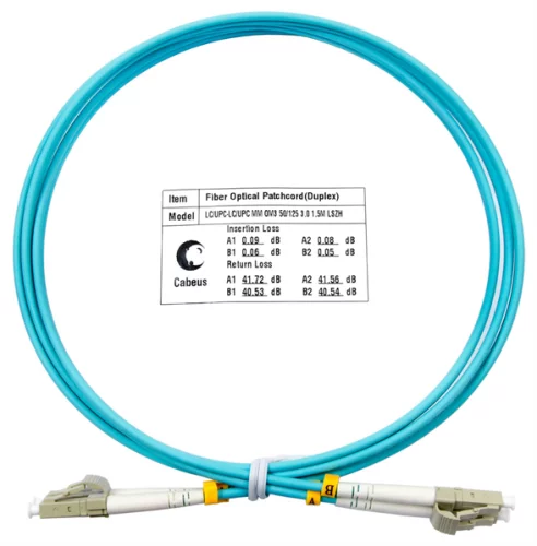 Cabeus FOP-50-LC-LC-1.5m Шнур оптический duplex LC-LC 50/ 125 mm OM3 1,5м LSZH (FOP-50-LC-LC-1,5M)