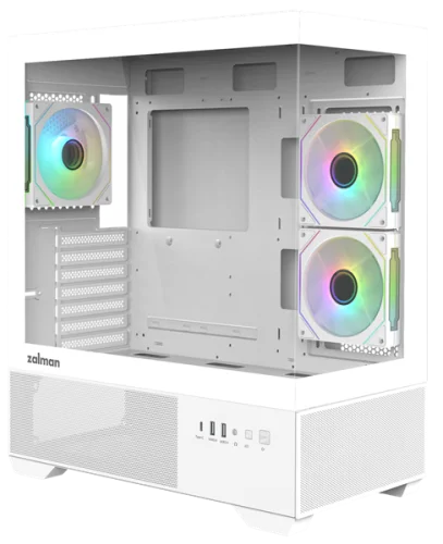 корпус ZALMAN CHRONIX V2, ATX, WHITE, WINDOW, 1xCombo (3.5’’ or 2.5’’), 1x3.5’’HDD, 2x2.5’’SSD, 1xUSB2.0, 1xUSB3.0, 1xUSB Type-C, SIDE 2x120mm ARGB, REAR 1x120mm ARGB (CHRONIX V2 WHITE)