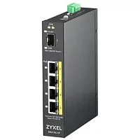Коммутатор/ ZYXEL RGS100-5P, 5 Port unmanaged PoE Switch, 120 Watt PoE, DIN Rail, IP30, 12-58V DC (RGS100-5P-ZZ0101F)