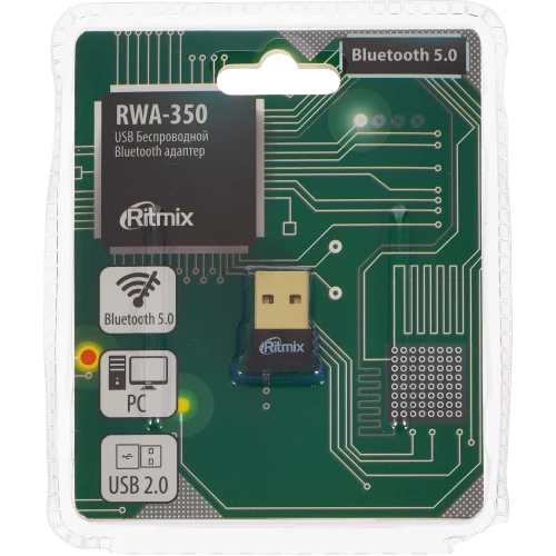 Адаптер/ RITMIX RWA-350 USB Беспроводной Bluetooth адаптер 2.4ГГц (4610121103144)