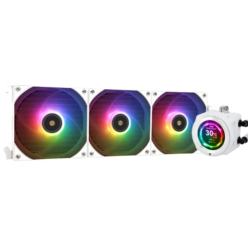Система жидкостного охлаждения/ Water Cooling System Thermalright Core Vision 360 (360mm, LED, White, ARGB/ Fans: 3x120mm, 72.37CFM, 27.7dBA, 2000RPM/ Pump height 66mm, Rad thickness 27mm/ S: 1700, 12 (C-VISION-WH-360-ARGB)