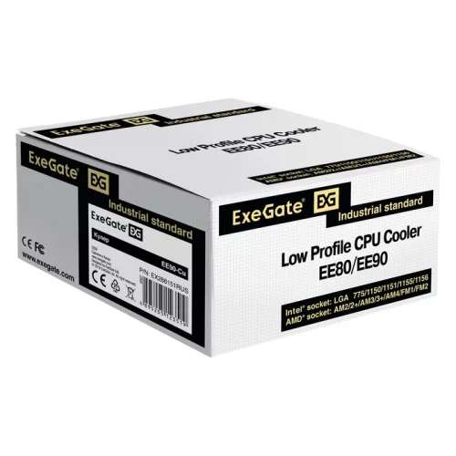 Exegate EX286151RUS Кулер ExeGate EE90-Cu (Al+Copper, LGA775/ 1150/ 1151/ 1155/ 1156/ 1200/ AM2/ AM2+/ AM3/ AM3+/ AM4/ FM1/ FM2/ 754/ 939/ 940, TDP 80W, Fan 90mm, 2200RPM, Hydro bearing, 3pin, 22db, 265г, с термопас фото 5