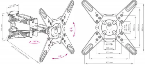 Кронштейн для телевизора Kromax ATLANTIS-45 белый 22-65 макс.45кг настенный поворот и наклон (20218) фото 2