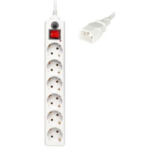 BURO Сетевой фильтр, 6 розеток, 1.8 метра, (600SH-1.8-UPS-W ), белый (коробка) {992306}