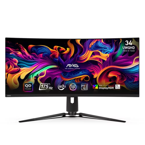 34.18" MSI MAG 341CQP QD-OLED Black (QD-OLED, 3440x1440, HDMI+HDMI+DP+Type C, USB Hub, 0.03 ms, 178°/ 178°, 250 cd/ m, 1500000:1, 175Hz, Curved) (9S6-3DD04T-010)