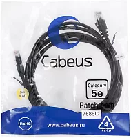 Патч-корд Cabeus PC-UTP-RJ45-CAT.5E-3M-BK-LSZH U/UTP RJ-45 вил.-вилка RJ-45 кат.5E 3м черный LSZH