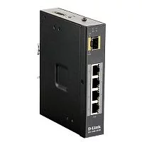 Коммутатор/ DIS-100G-5PSW Unmanaged Industrial Switch 4x1000Base-T PoE, 1x1000Base-X SFP, PoE Budget up to 120W, Surge 2KV, DIN-Rail, metal case IP30, -40 to 75°C, only DC power, w/o power supply (DIS-100G-5PSW/A1A)