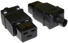 Вилка IEC 60320 C19, 16A, 250V, прямая, разборная, черная (LAN-IEC-320-C19)