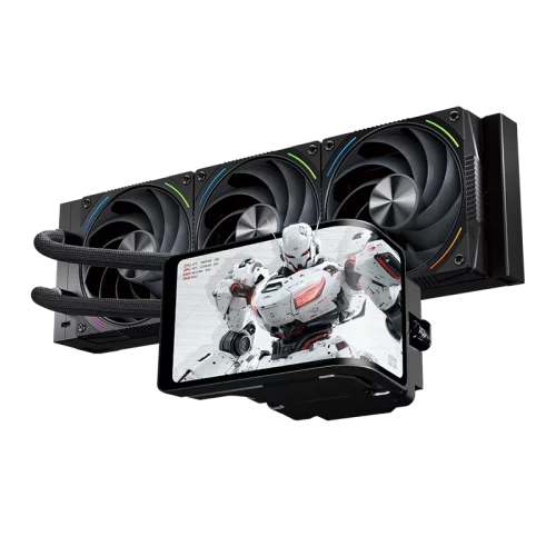 Водяное охлаждение для процессора/ Water Cooling System Thermalright Wonder Vision 360 Turbo (360mm, LED, Black, ARGB/ Fans: 3x120mm, 120.38CFM, 44.7dBA, 3000RPM/ Pump height 107mm, 6400RPM, Rad thick (W-VISION-TURBO-BL-360-ARGB)