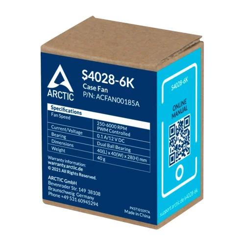Вентилятор Arctic Cooling Вентилятор корпусной ARCTIC S4028-6K 250 - 6000 rpm Dual Ball Bearing 4-Pin Fan-Connector (ACFAN00185A) фото 7
