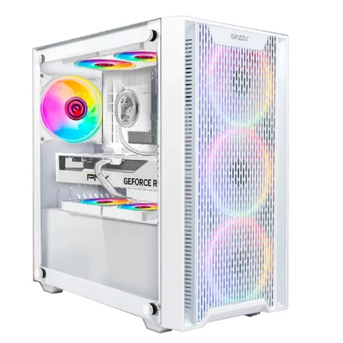 Ginzzu CL660 mATX FAN 4*12FRGB передняя панель Решетка Белый