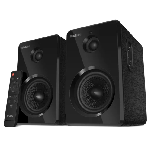 SVEN SPS-730 2.0 Колонки чёрные (2x25Вт , экокожа, USB/ SD, пульт ДУ, Bluetooth) (SV-021177)