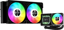 Система водяного охлаждения Formula V Line Cryo Wing Digi 240 BK, 240mm, LCD 2.73", 2x120mm, ARGB fans, LGA115X/1200/1700/1851/1366/2011/2066, AM3/AM4/AM5/Ryzen3/Ryzen5/Ryzen7/Threadripper/RT4