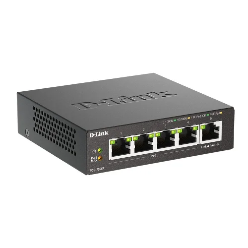 D-Link DGS-1005P/L (ревизия A1) Неуправляемый коммутатор с 5 портами 10/100/1000Base-T (4 порта PoE 802.3af/at, PoE-бюджет 60 Вт) фото 2