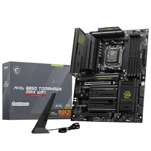 Материнская плата MSI MAG B850 TOMAHAWK MAX WIFI B850, AM5, 4*DDR5, 3*PCIEx16, 4*M.2, 4*TypeC, 2*USB3.2Gen2, 5*USB3.2Gen1, 8*USB2.0, 4*SATA3.0, 5G, HDMI, ATX, RTL