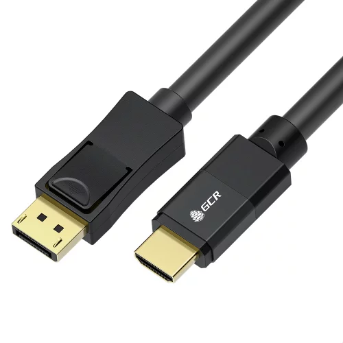 GCR PRO Кабель-переходник PROF 2.0m DisplayPort ] HDMI, M/M, Ultra HD 4K, 60Hz, черный, 3Х экран с армированием, GCR-55527