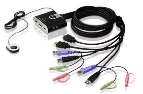 ATEN 2-Port USB HDMI/ Audio Cable KVM Switch with Remote Port Selector (CS692-AT)