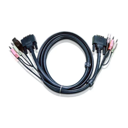 Кабель KVM USB(тип А Male)+DVI-D(Male)+2хАудио(Male) <-> USB(тип B Male)+DVI-D(Male)+2хАудио(Male) 1,8м., черный./ CABLE DVI/USBA/SP.MC-DVI/USB B 1.8M (2L-7D02U)