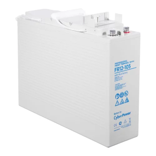 Battery CyberPower Front terminal series FR 12-105, voltage V, capacity (discharge 10 h) Ah, max. discharge current (5 sec) A, max. charge current A, , terminals , LxWxH xxmm., full height with terminals mm., weight kg., кAтегория В (FR12-105)