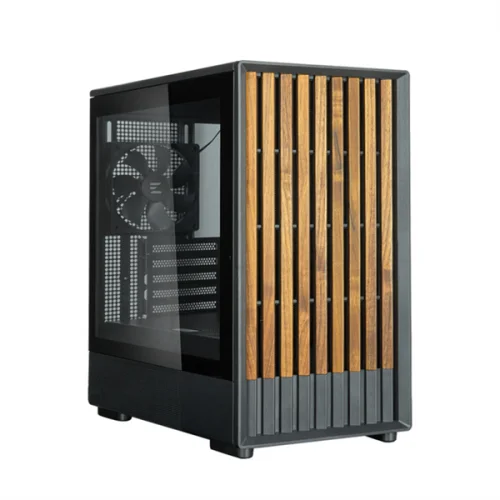 ZALMAN P10 NAMU, MATX, BLACK, WINDOW, FRONT COVER WALNUT, 2x3.5, 3x2.5, 1xUSB TYPE-C, 1xUSB3.0, FRONT 2x120mm, REAR 1x120mm ARGB (P10 NAMU BLACK)