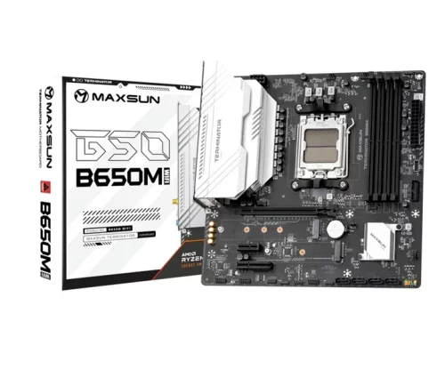 Материнская плата MAXSUN MS-Terminator B650M WIFI6, AM5, B650, 4*DDR5, 4*SATA 3.0, 2*M.2, USB 3.2, USB 2.0, Type-C, 1*PCIE 16, 1*PCIE 4, 1*PCIE 1, HDMI+DP, mATX