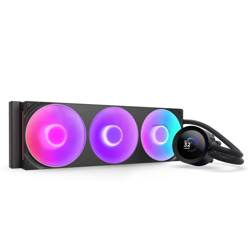Система жидкостного охлаждения для Компьютер Water Cooling System NZXT Kraken Plus 360 RGB V2 (260W, 360mm, LED temp., Black, RGB/ Fans: 3x120mm, 75.05CFM, 31.9dBA, 2400RPM/ Pump height 55.97mm, 2800RPM, Ra (RL-KR360-B2)