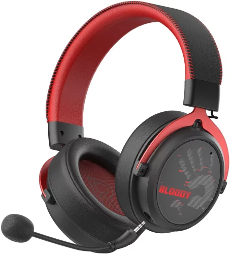 Наушники с микрофоном A4Tech Bloody MR590 Sports красный/ черный 1.5м мониторные BT/ Radio/ 3.5mm оголовье (MR590+ WIRED/ SPORT RED) (MR590+ WIRED/SPORT RED)