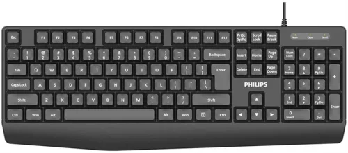 Philips Проводная Клавиатура SPK6237, USB 2.0 104 клав, высокие кн., русская заводская раскладка, чёрный (SPT6237B/60)