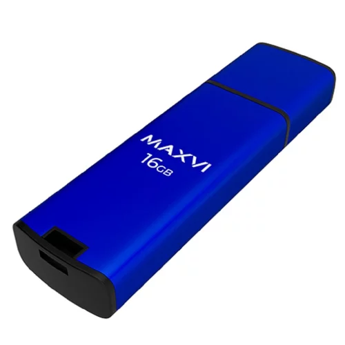 Maxvi USB Drive 16GB MP2 blue, монолит с колпачком, ABS пластик + металл, USB 2.0 (5403)