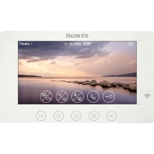 Falcon Eye Cosmo HD 00-00182798 Wi-Fi Видеодомофон: дисплей 7 TFT; механические кнопки; подключение до 2-х вызывных панелей; OSD меню; интерком до 4 мониторов; питание AC 220В (встроенный БП)