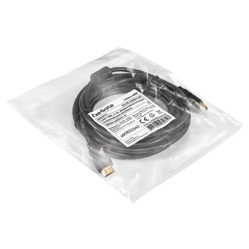 Exegate EX294691RUS Кабель HDMI ExeGate EX-CC-HDMI-5.0F (19M / 19M, 5м, v1.4b, ферритовые кольца, позолоченные контакты) фото 2