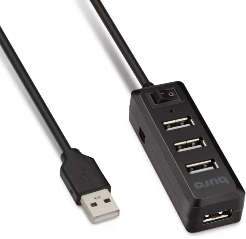 Разветвитель USB 2.0 Buro BU-HUB4-0.5L-U2.0 4порт. черный фото 4