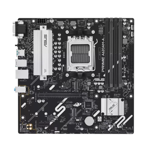 Материнская плата ASUS PRIME A620AM-A-CSM, AM5, A620A, 4*DDR5, 4*SATA, 2*M.2, 2*USB 3.2, 4*USB 2.0, 1*PCIx16, 1*PCIx1, DP+VGA+HDMI, mATX;