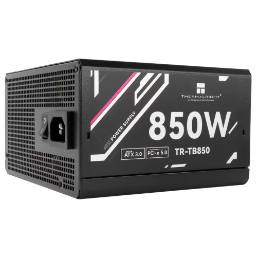 Блок питания 850W/ Power Supply Thermalright, 850W 80+ Bronze (ATX, 3.0, PCIe 5.0, Full modular, 1x24(20+4)pin, 2xCPU 8(4+4)pin, 4xPCIe*2 8(6+2)pin, 3xSATA3, 1x12+4pin (12VHPWR PCIe 5.0 12+4pin 600mm) (TR-TB850)
