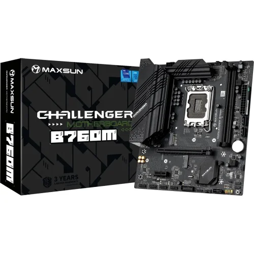 MAXSUN MS-Challenger B760M (Socket 1700, mATX, 2*DDR4, VGA+ HDMI, 3*SATA3, 2*M.2, 1xPCI-E x16 / 1xPCI-E x1, 2*USB 2.0, 4*USB 3.2 Gen1 , LAN 1*1G, RTL)