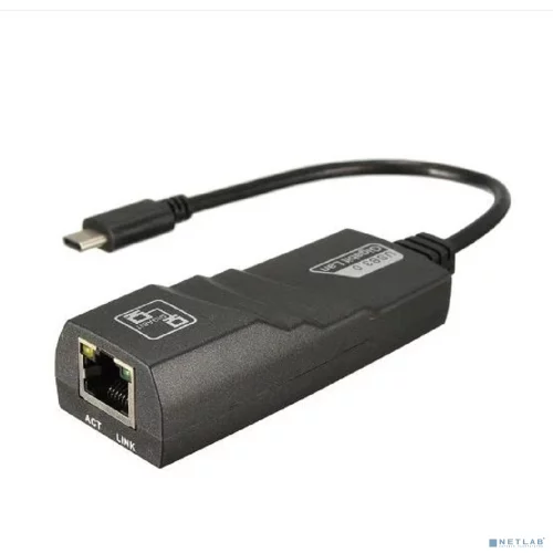 Bion Переходник с кабелем USB C - RJ45, 1000мб/ с, длинна кабеля 15 см, черный [BXP-A-USBC-LAN-B]