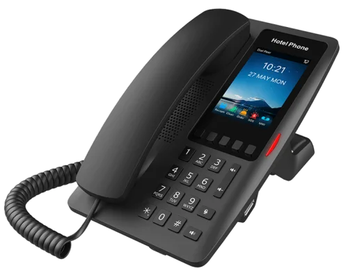 Отельный SIP-Телефон Fanvil H6W, 2 SIP-акк., 3.5, 320x480 Цвет. экран, POE, БП в комп., 1x100 Mbps, Wi-Fi 6, Чёрный, 5 прог. клав. (H6W#TRL)